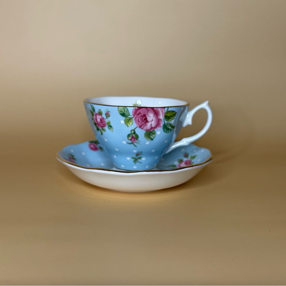 Royal Albert Polka Blue Teacup and Saucer